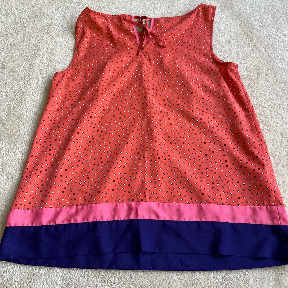 LOFT Orange Sleeveless Top with Pink Accents - Picture 2 of 3
